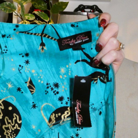 Trashy Diva 1950s Style MARILYN PARADE SWING DRESS - ASTROLOGY PRINT Sz 2 - Picture 12 of 12